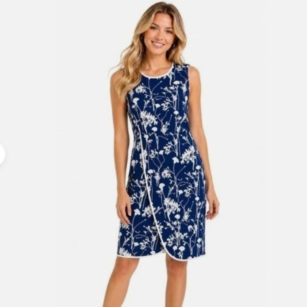 Kate Spade Saturday Floral Dress Womens 4 Blue White Poppy Botanical Mod